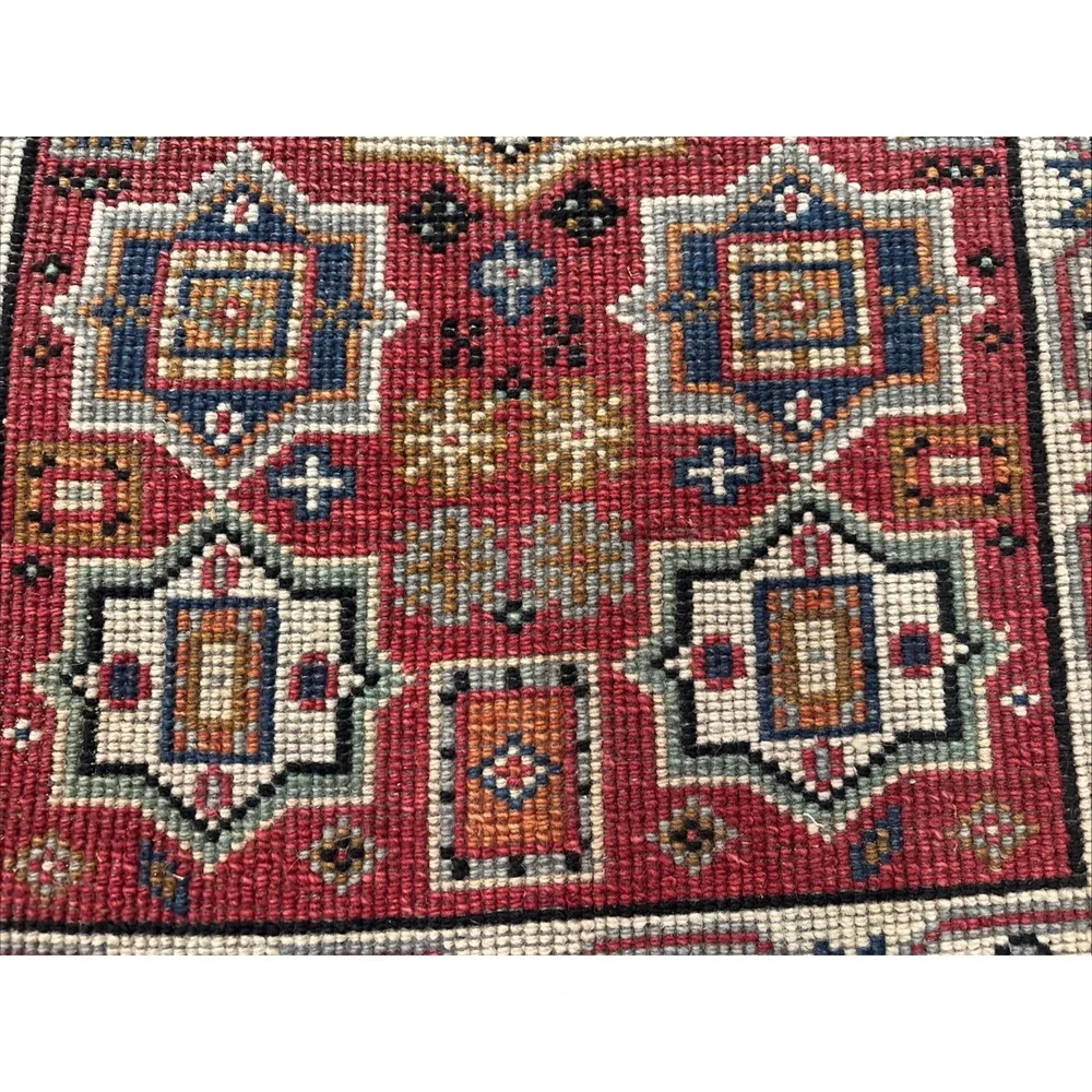 Hand Knotted Afghan Tribal Kazak Hallway Runner Red Small Geometric Rug 2'X 6.6'